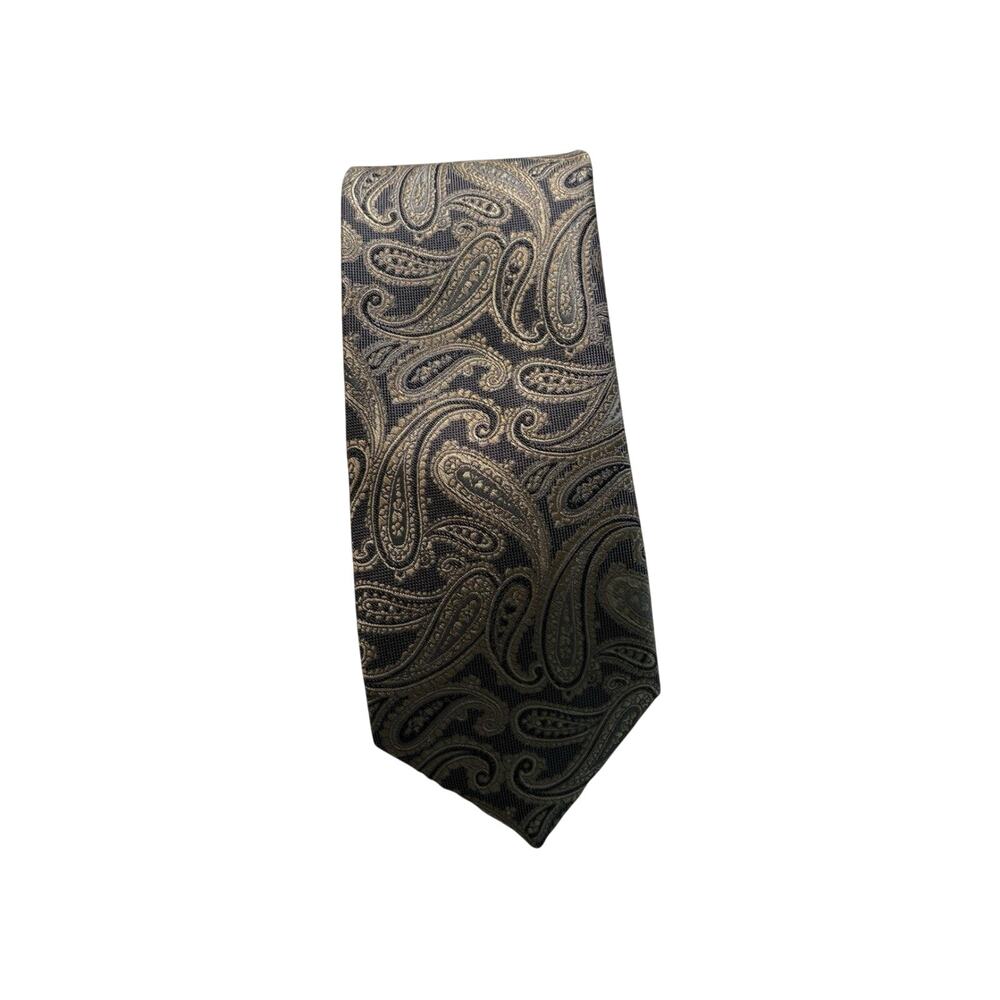Pronto Uomo Necktie Men OS Silver Paisley Vintage‎ Silk Old Money